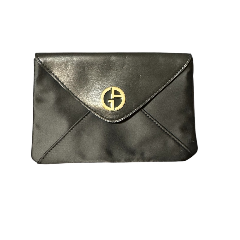 Giorgio Armani Black leather Clutch with Gold Logo